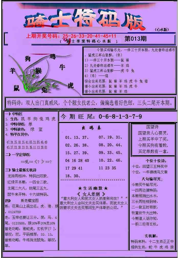 013期骑士特码版[图]