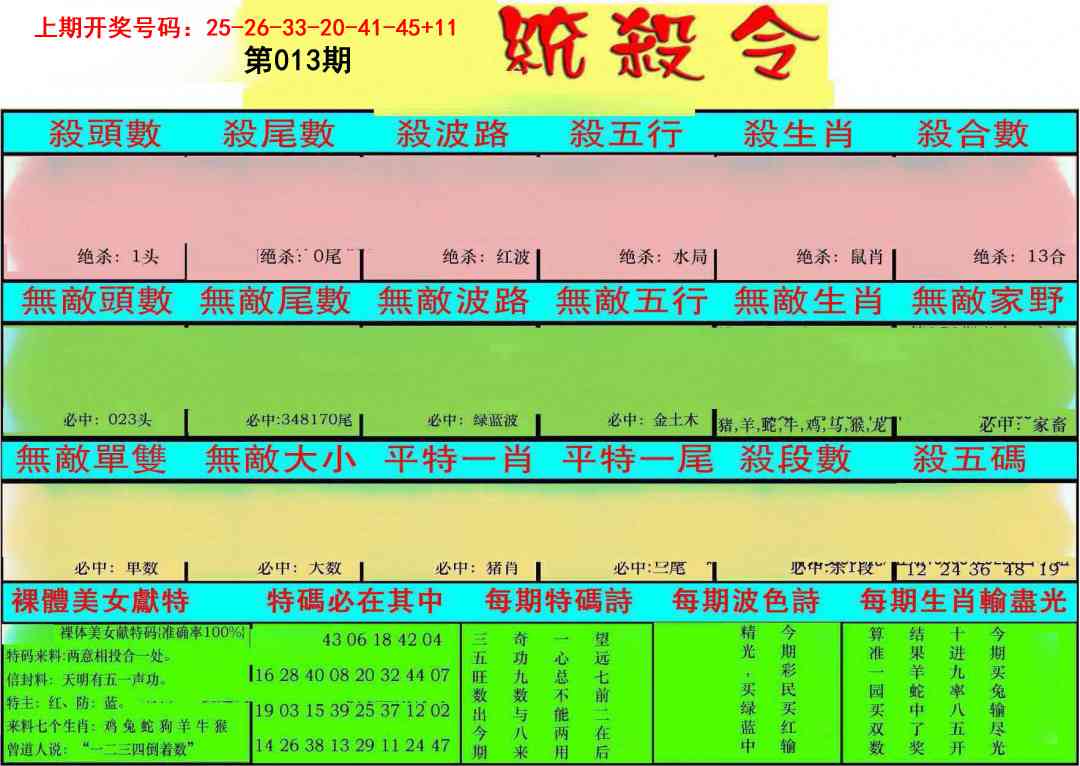 013期统杀令[图]