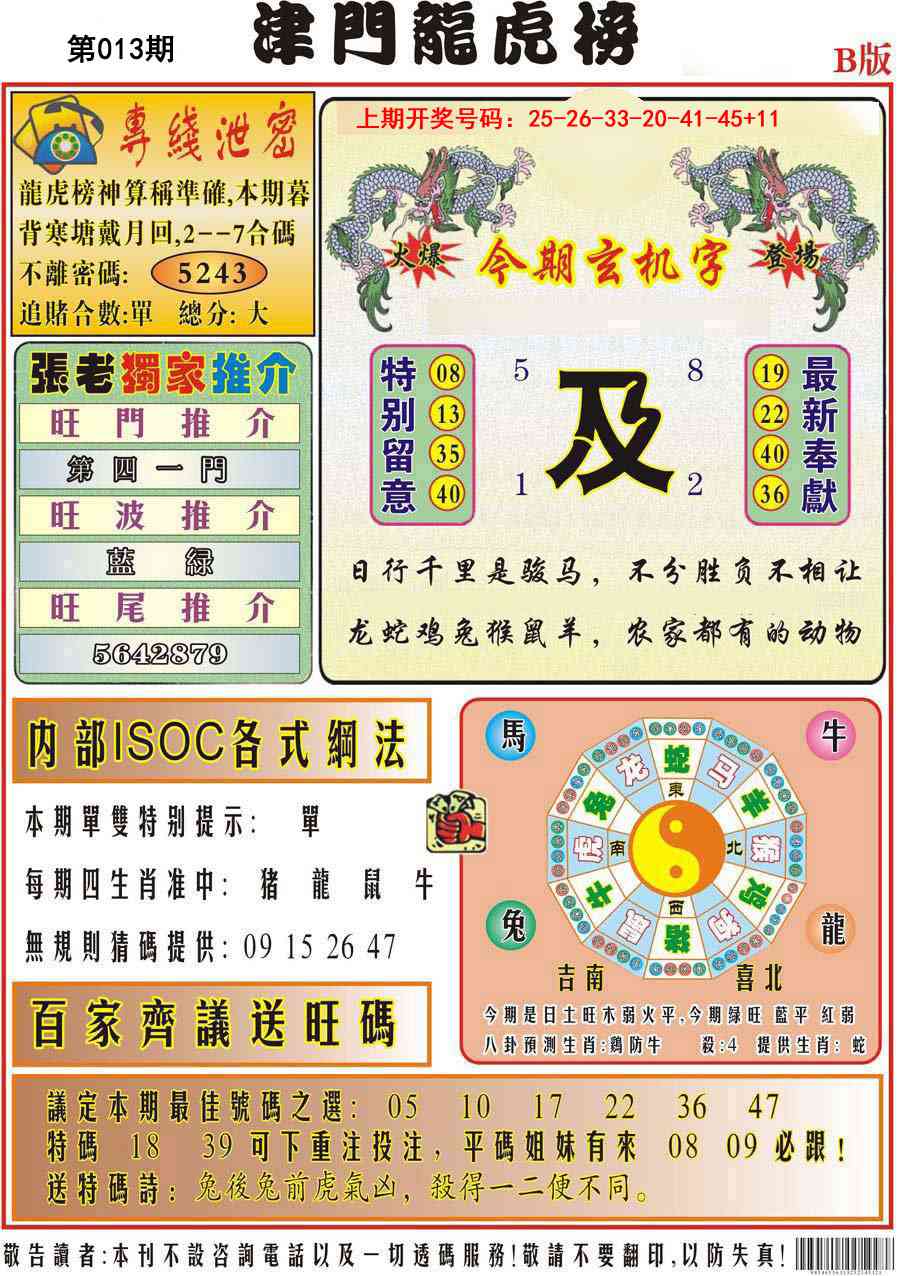 013期津门龙虎榜B[图]