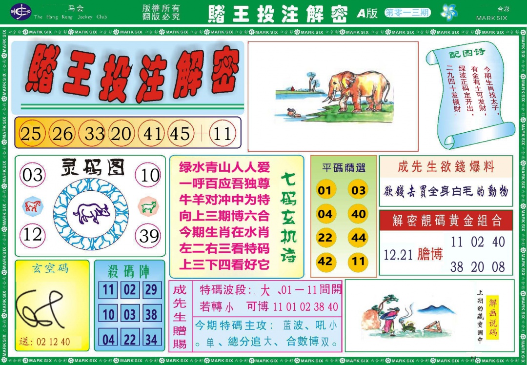 013期赌王投注解密[图]