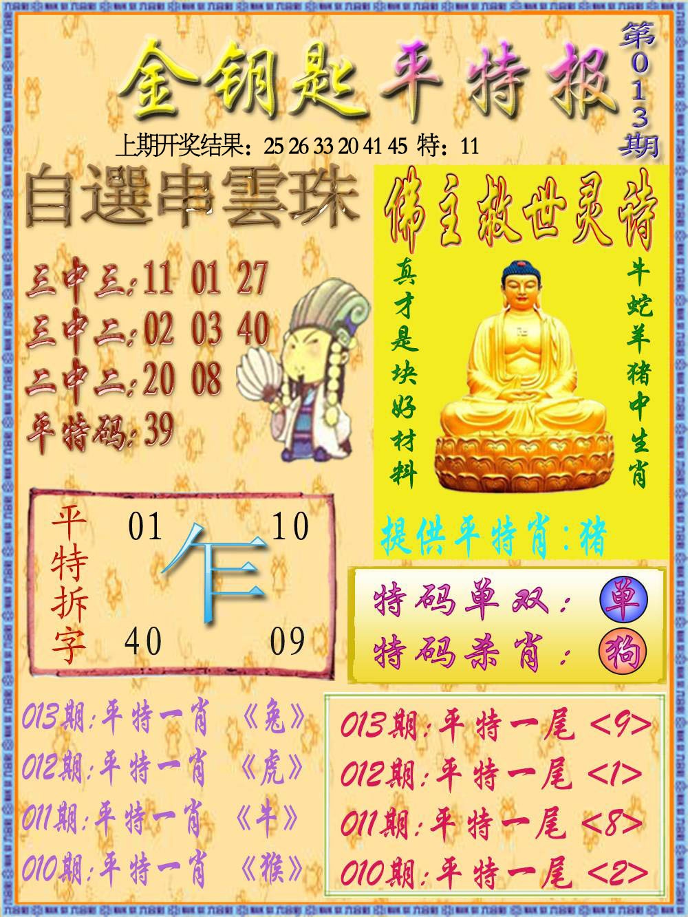013期金钥匙平特报[图]