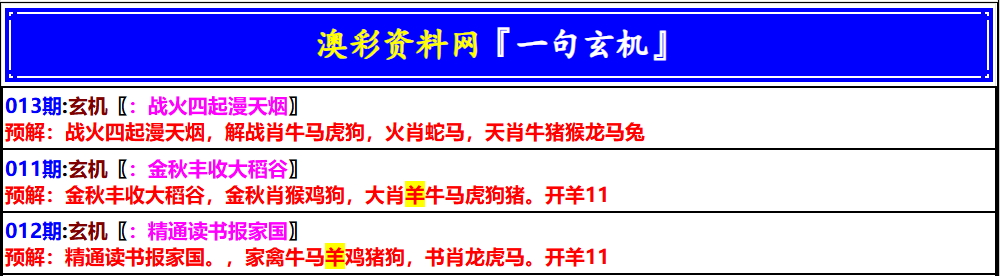 013期澳门一句玄机[图]