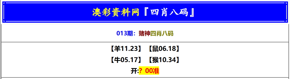 013期赌神四肖八码[图]