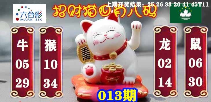 013期招财猫四肖八码[图]